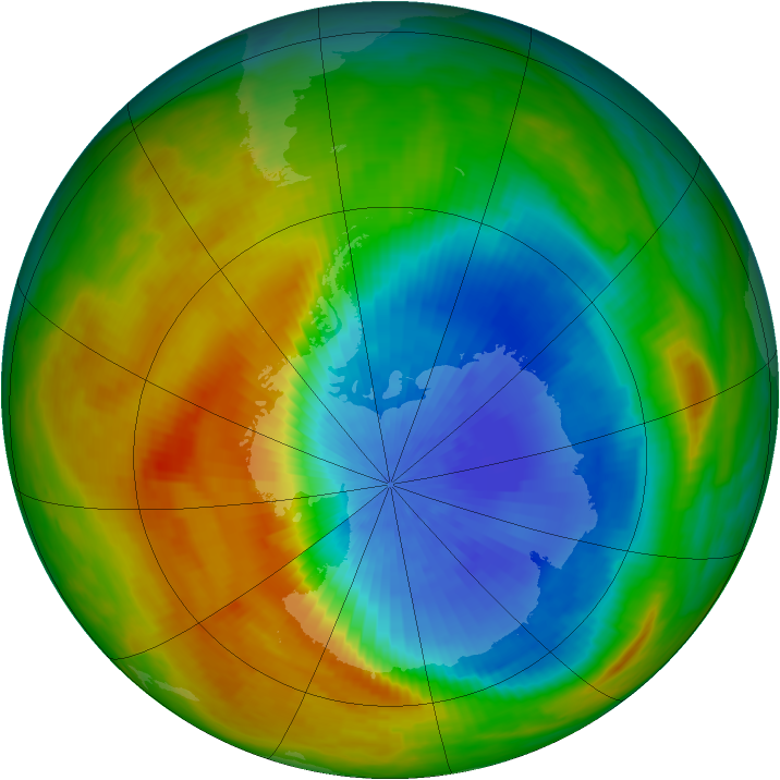 Antarctic ozone map for 15 October 1982